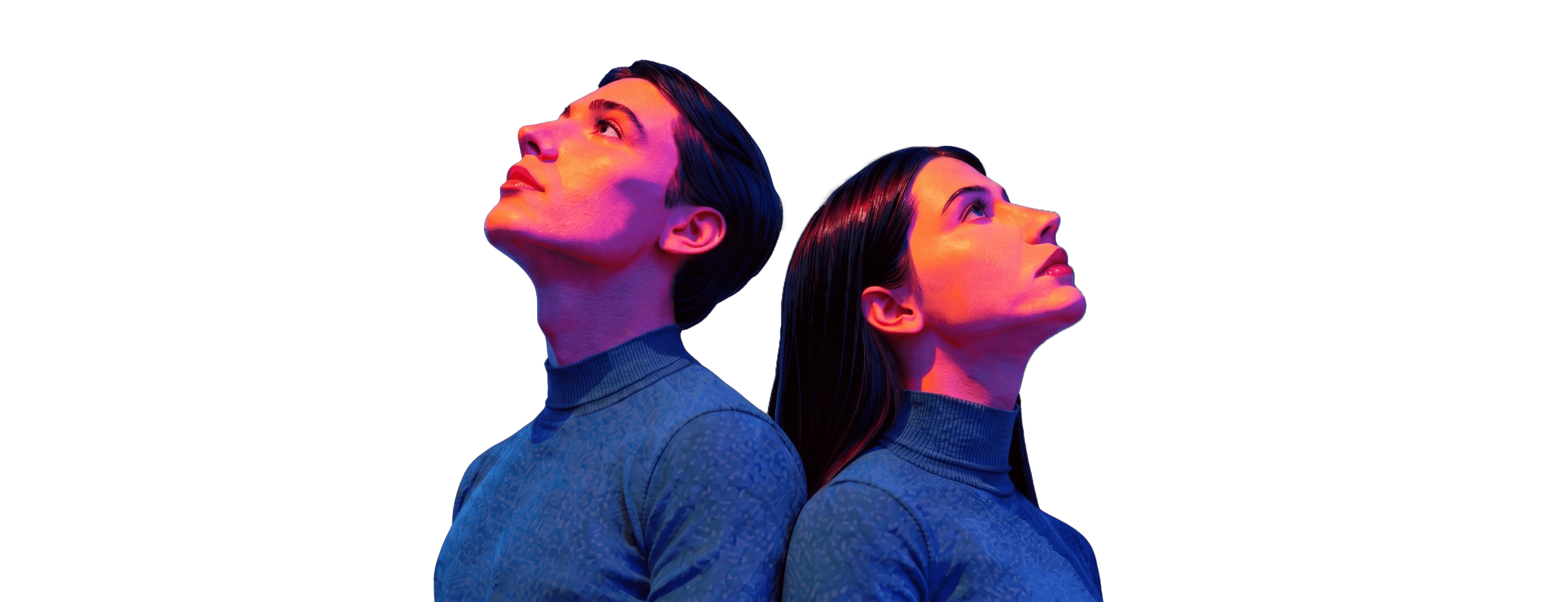 Two people looking up — symbolising buyers looking for answers