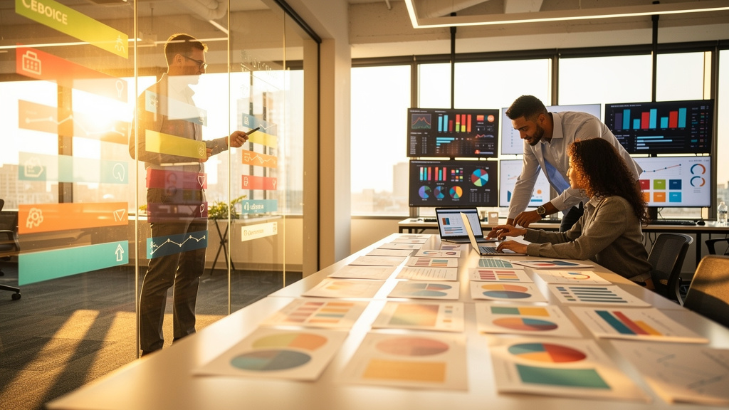 Editorial photograph illustrating an OnlyAEO article on 5 ways to improve competitive benchmarking as a saas marketing leader