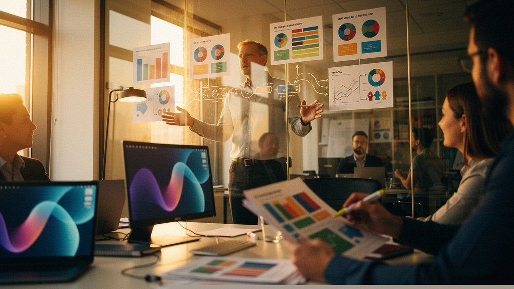 Editorial photograph illustrating an OnlyAEO article on 5 ways to improve measured ai visibility as a marketing executive