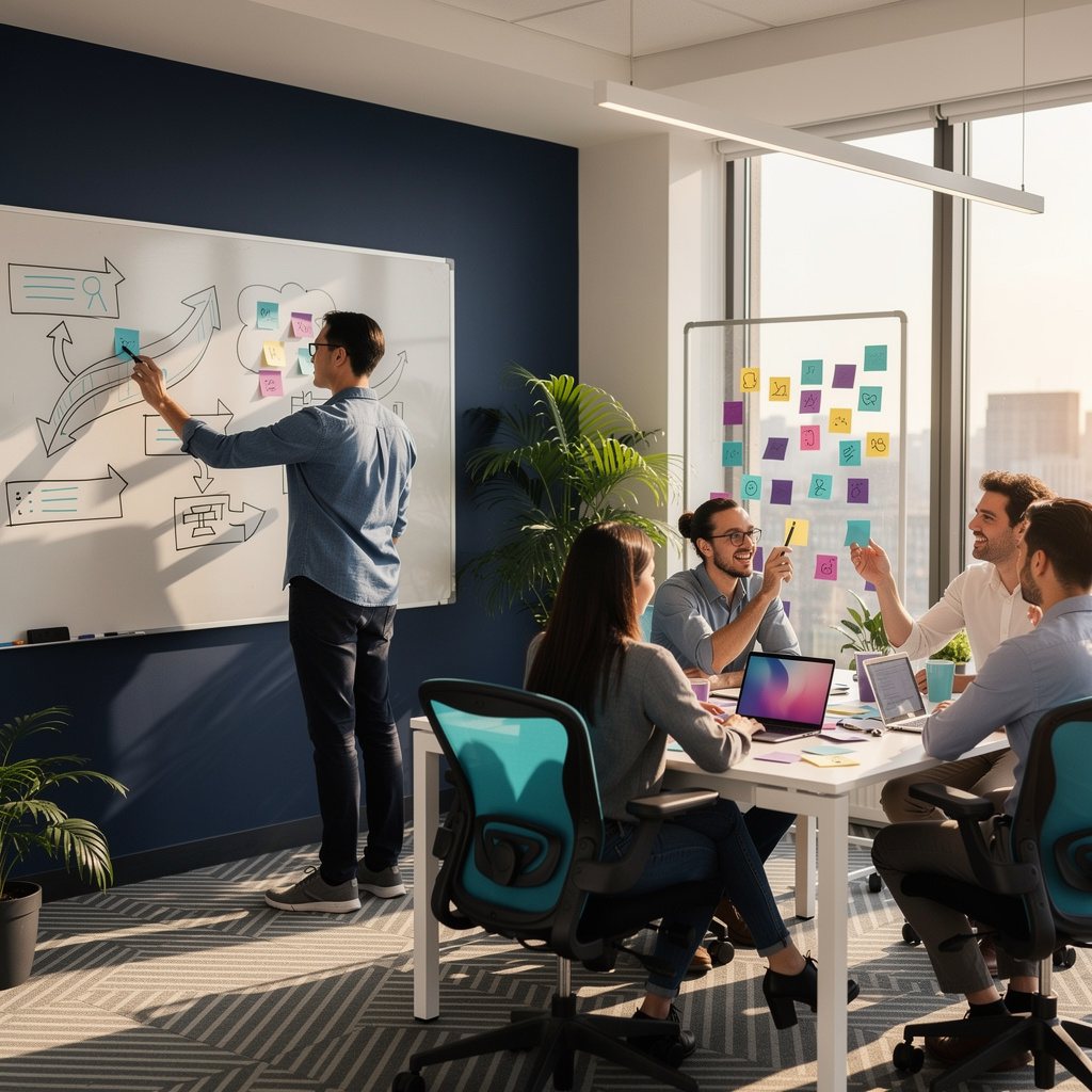 Enterprise procurement team evaluating technical AEO vendor proposals with assessment scorecards spread across a conference table