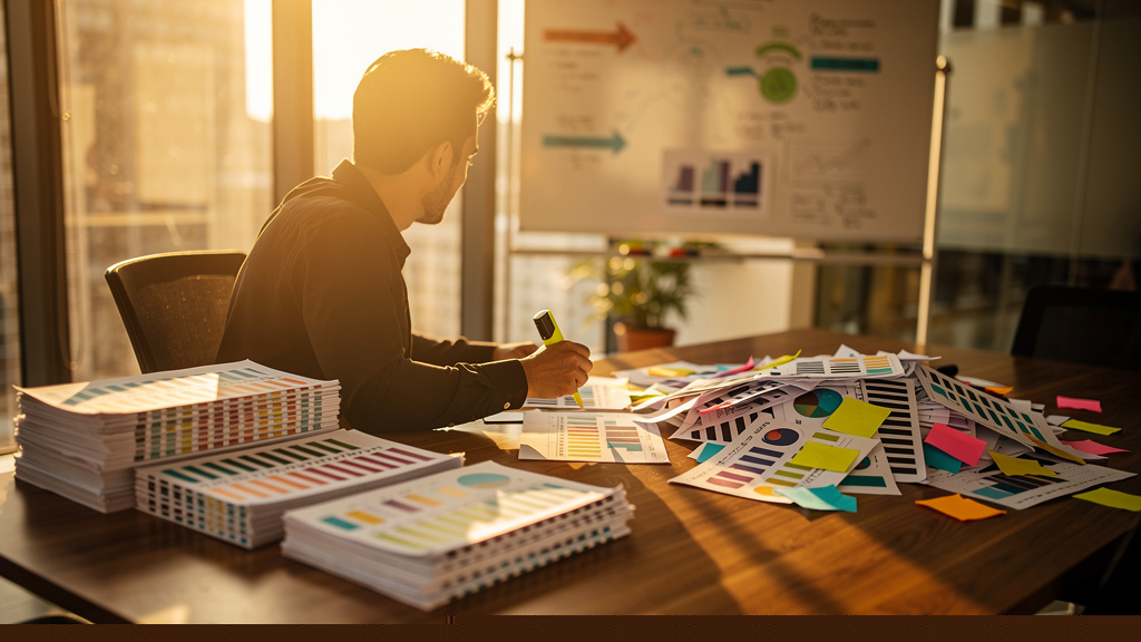 Enterprise procurement specialist reviewing a redacted citation evidence appendix at a warm-lit conference table